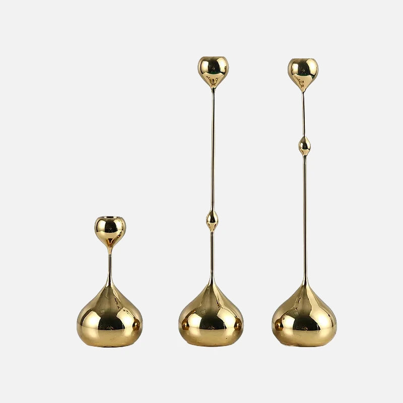 Elegant Chrome Drop Dining Candle Holder Set - Modern Table Centerpiece for Romantic Dinners, Wedding Decor & Home Ambiance Lighting