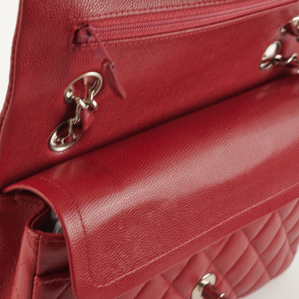 Chanel 18B Small Classic Flap Bag in Caviar Leather - Red Luxury Handbag for Women | Perfect for Evening Parties, Date Nights & Special Occasions