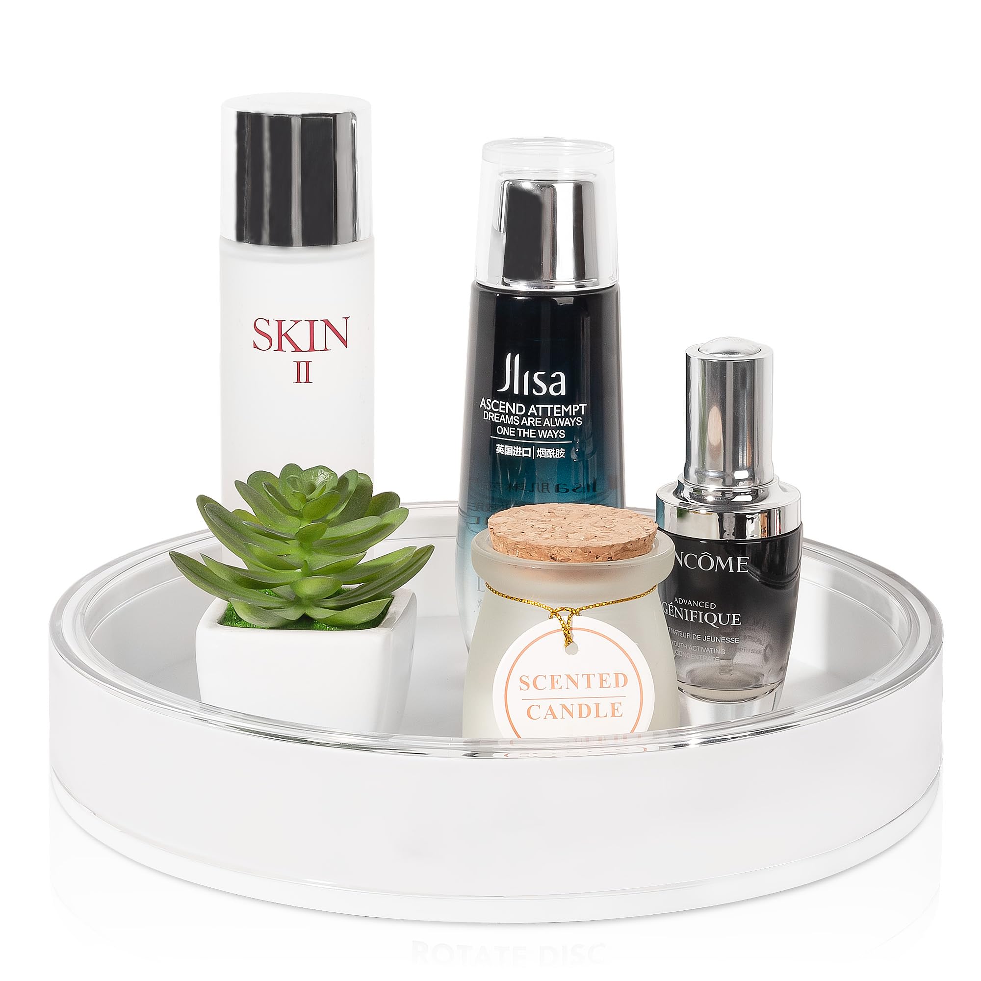 360° Rotating Makeup Organizer - Spinning Cosmetic Storage Tray for Perfume, Skincare & Beauty Products | Bathroom Countertop, Vanity Dresser & Kitchen Organizer | White Lazy Susan Turntable for Easy Access & Space Saving