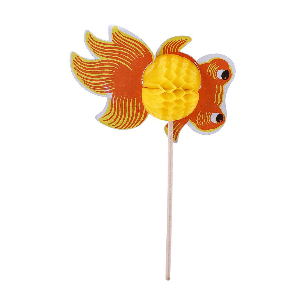 50 Pack Goldfish Cocktail Sticks - Elegant Peacock Umbrella Picks for Beverage, Fruit Cake, Party Decorations - Perfect for Cocktail Parties, Dessert Garnish & Wedding Receptions