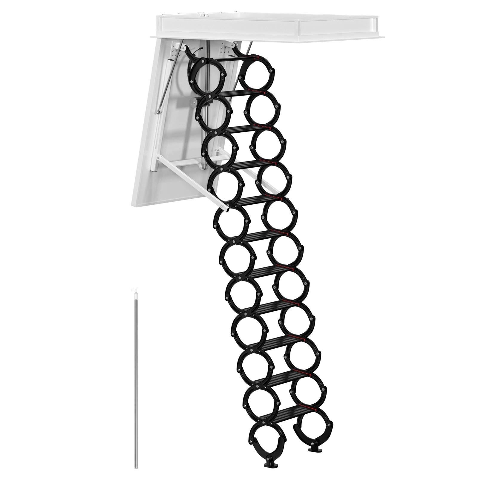 11-Step Black Loft Folding Electric Attic Ceiling Ladder - 31.5