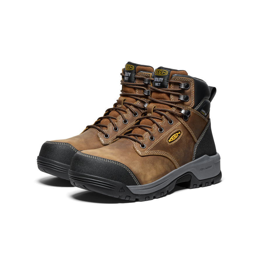 Men's Evanston 6 Waterproof Work Boot with Carbon Toe - Bison/Black - Durable Safety Boots for Construction, Hiking & Outdoor Work