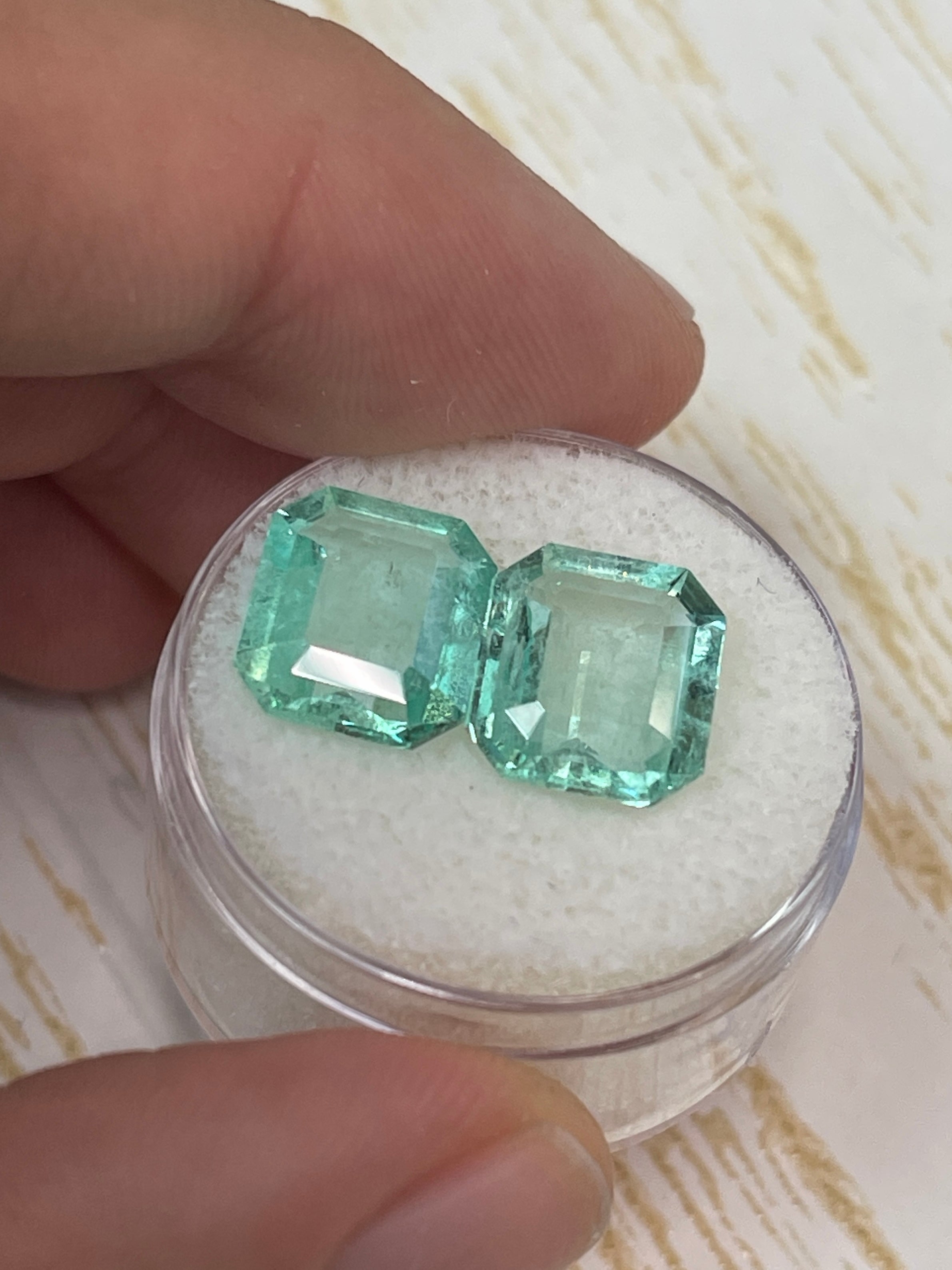 7.06tcw 11x9.5mm Matching Loose Colombian Emeralds - Premium Spready Cut Gemstones for Jewelry Making, Engagement Rings & Luxury Gifts