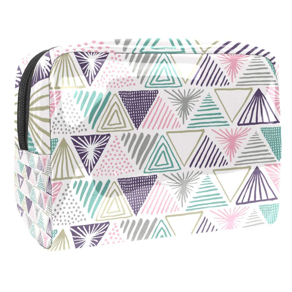 Portable Waterproof Makeup Bag with Zipper - Travel Toiletry Organizer for Women, Cosmetic Storage Pouch, Triangle Design - Perfect for Travel, Gym, and Daily Essentials Organization