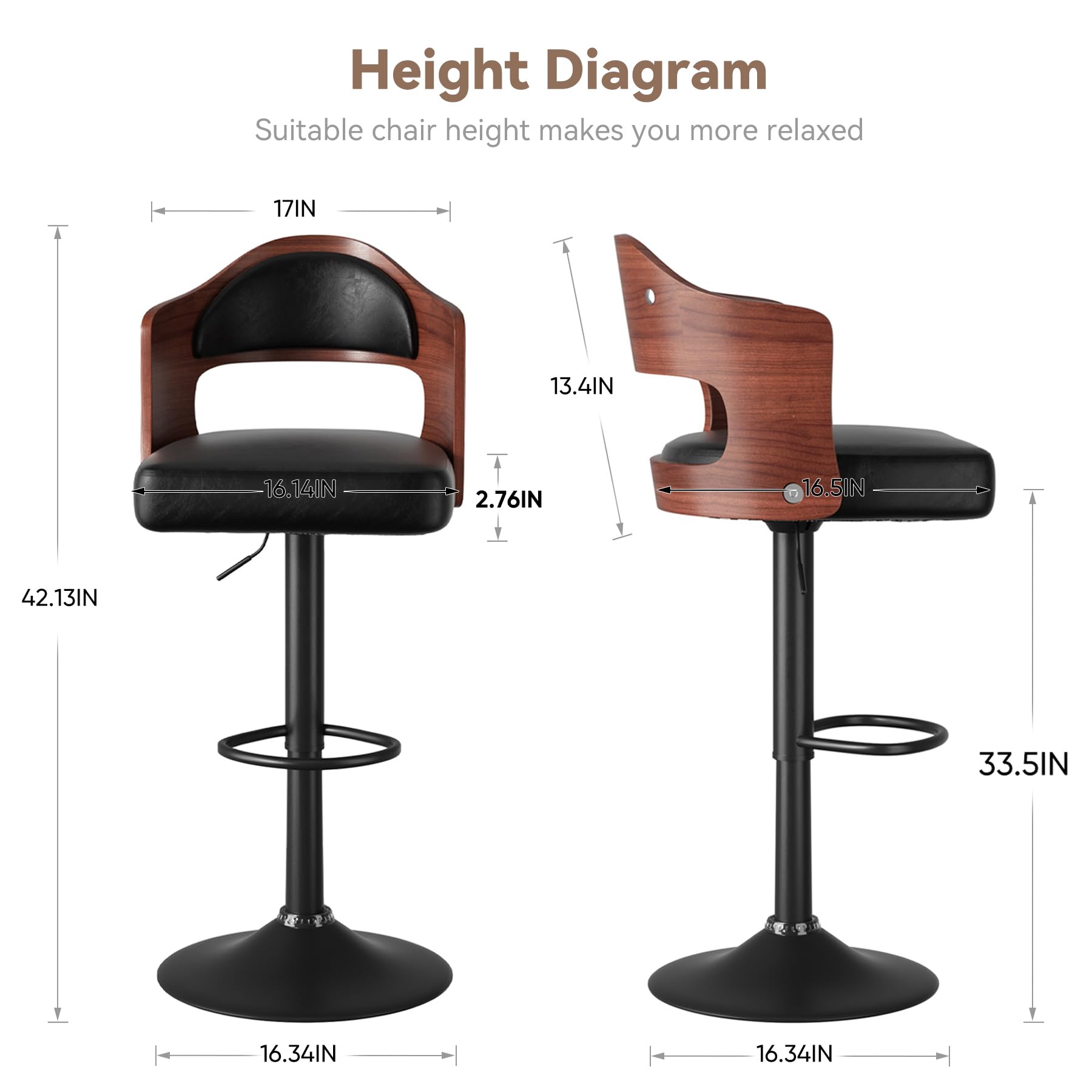 **3-Piece Swivel Bar Stool Set - Adjustable Height 24.5-33.5 Inch, PU Leather Upholstered Wooden Bar Stools with Backrest & Footrest - Perfect for Kitchen Island, Home Bar, Dining Room & Breakfast Nook**