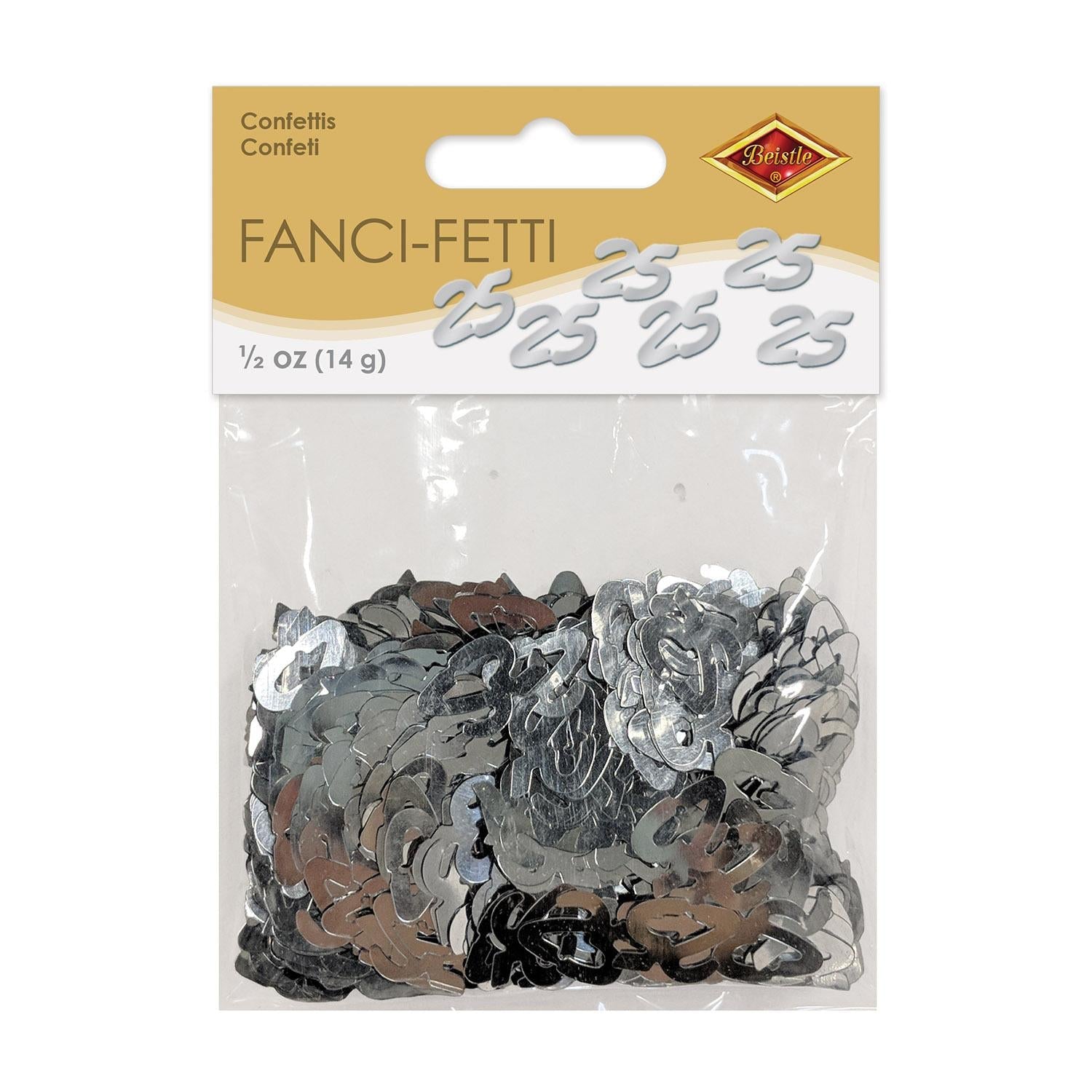12 Pack Beistle 25th Anniversary Confetti - Silver Silhouette Party Decorations (0.5 Oz per Package) for Wedding, Anniversary & Celebration Decor