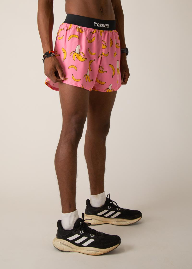 Men's Pink Bananas 4 Half Split Shorts - Comfortable Athletic Running Shorts for Gym, Workout & Casual Wear