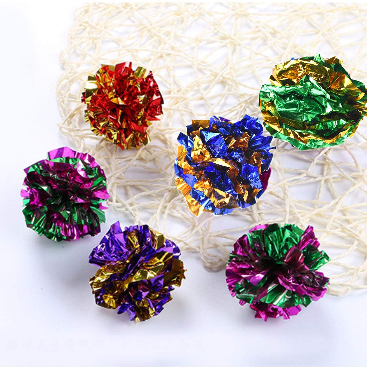 20PCS Colorful Crinkle Cat Toys with Rustle Sound - Interactive Mylar Balls for Kittens & Small Dogs | Fun Playtime, Exercise & Stress Relief for Indoor Pets