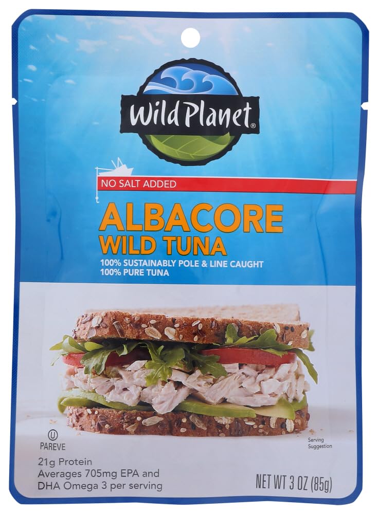 Wild Planet Albacore Tuna - Wild Caught, No Salt Added, Non-GMO, Sustainably Sourced - Perfect for Salads, Sandwiches & Healthy Meal Prep