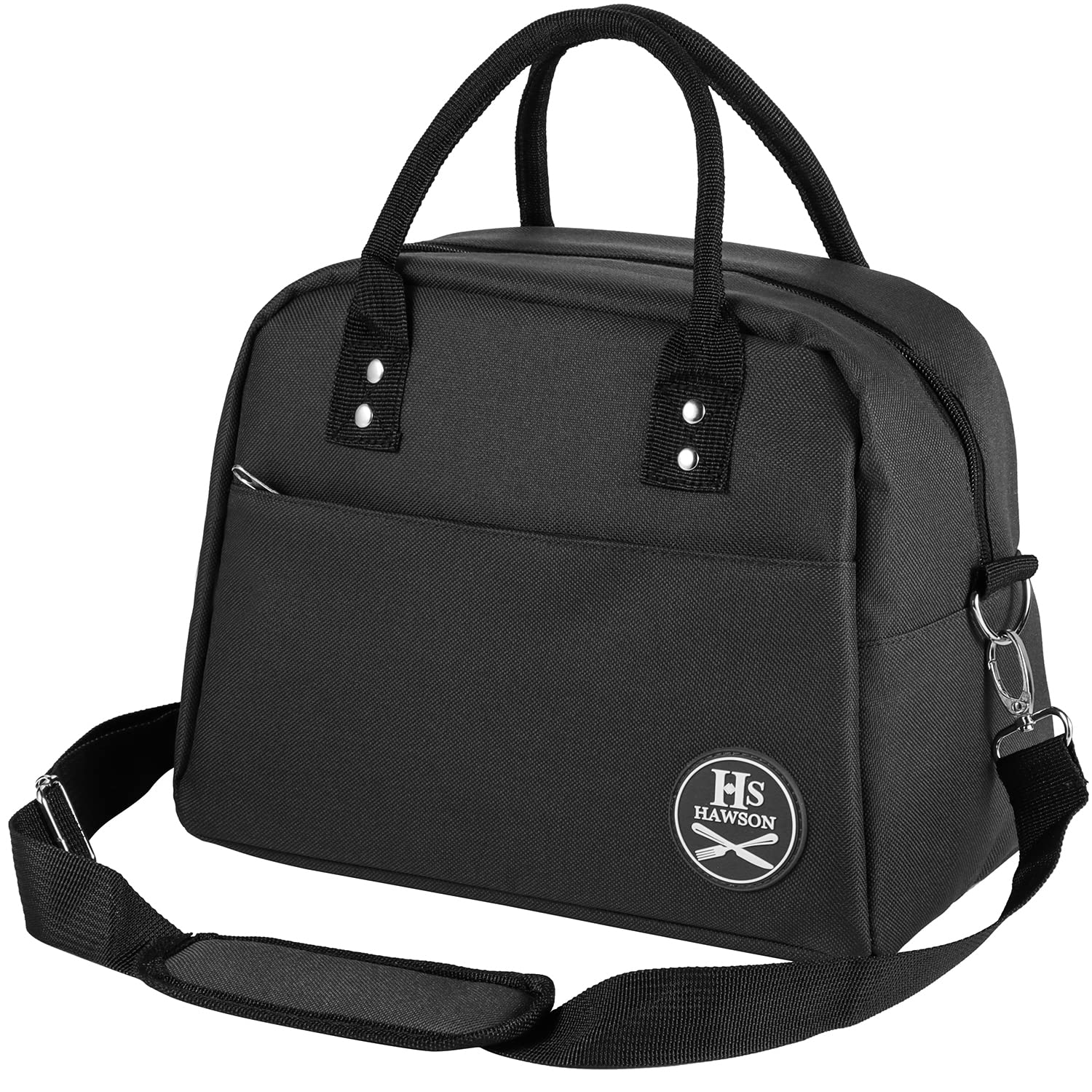 HAWSON Insulated Lunch Bag for Men & Women - Reusable Lunch Box with Adjustable Shoulder Strap for Adults & Kids - Perfect for Office, School, Picnic, Camping & Travel (Black)