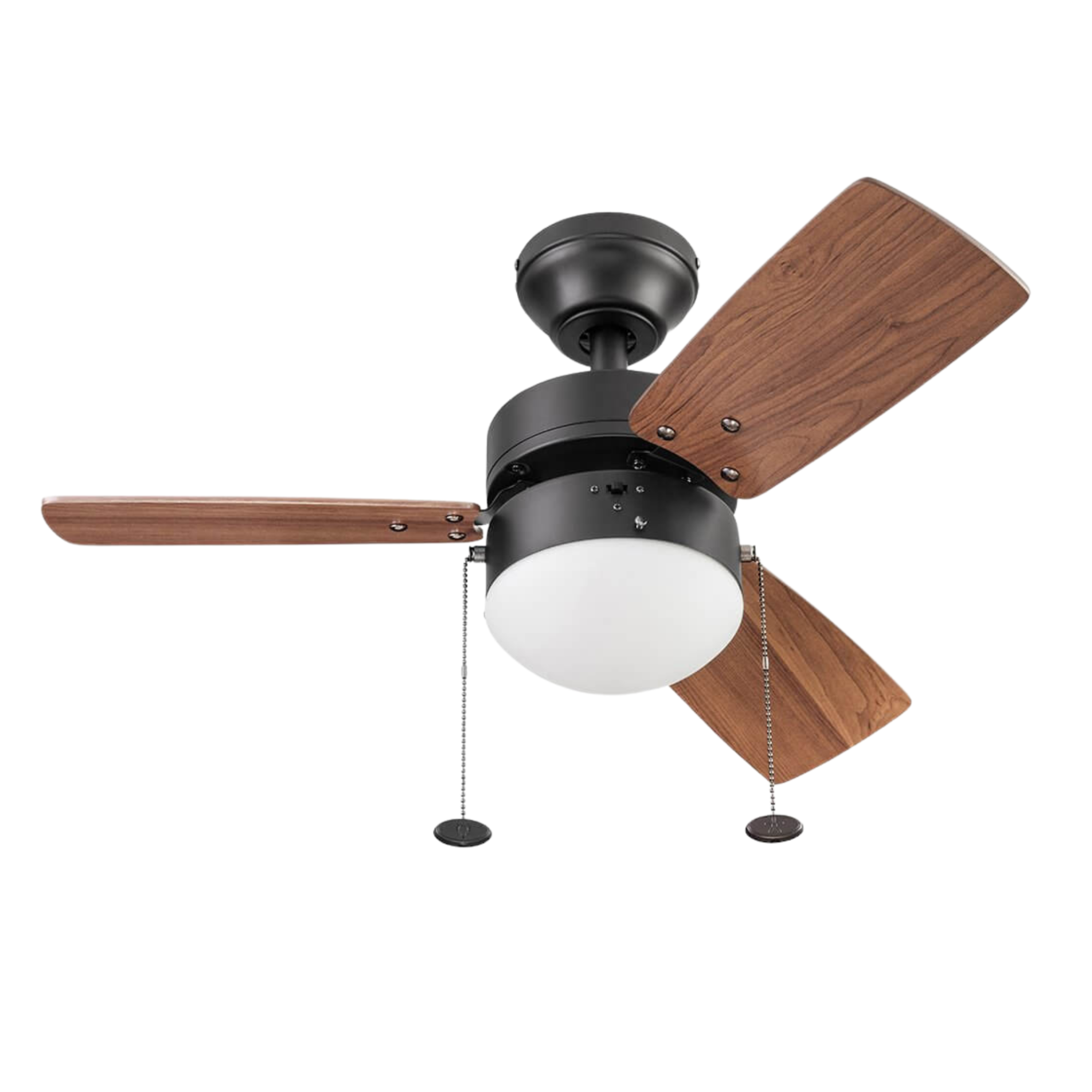 30 Inch Rawling Espresso Ceiling Fan with Pull Chain - Modern Indoor Ceiling Fan for Living Room, Bedroom, and Office - Energy Efficient Quiet Operation