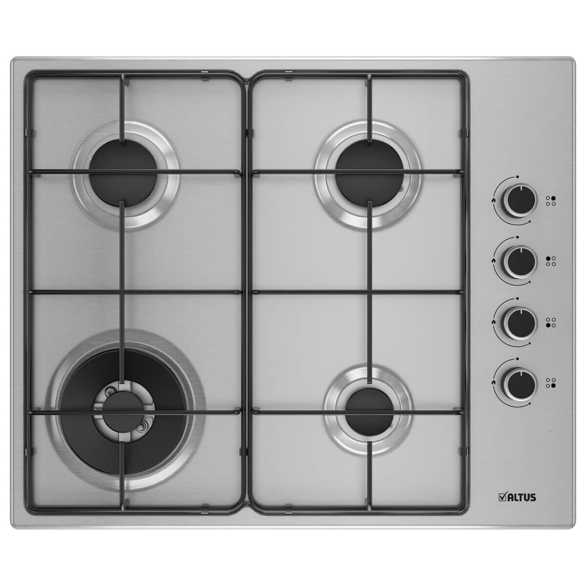 Altus ACT60GX 60cm 4-Burner Gas Cooktop - Stainless Steel, High Efficiency for Home Kitchen Cooking, Grilling & Baking