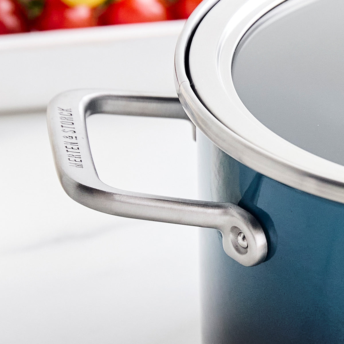 Premium Merten & Storck 4 Quart Enameled Steel Stockpot with Lid - Aegean Teal Blue | Heavy Duty Cooking Pot for Soups, Stews & Pasta | Stovetop & Oven Safe