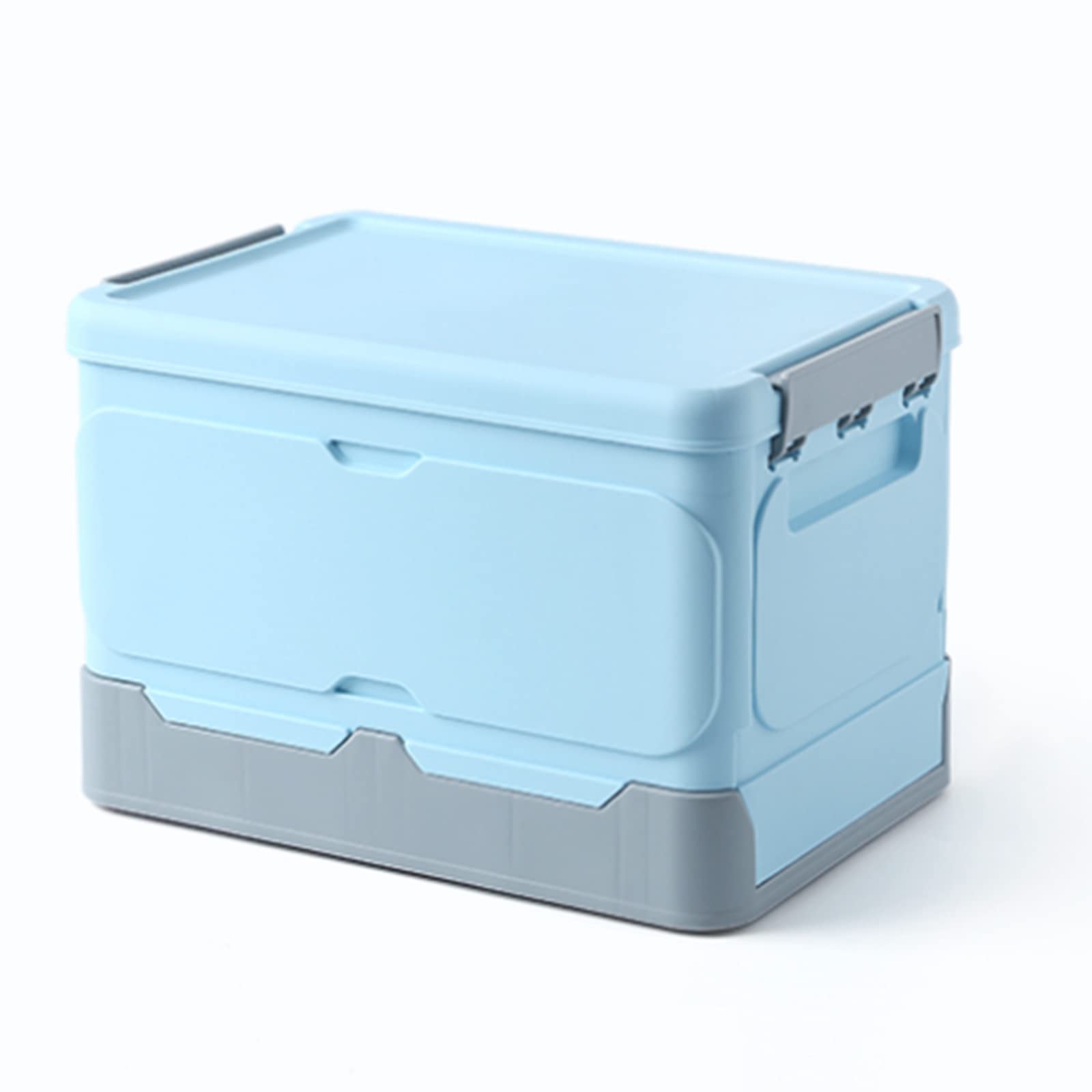 Normi Homes 15 Qt Foldable Plastic Storage Bins with Lids - Stackable Organizer Containers for Home Office, Toys, Books & Snacks - Easy Assembly Durable Light Blue Storage Boxes for Closet, Garage & Kids Room Organization