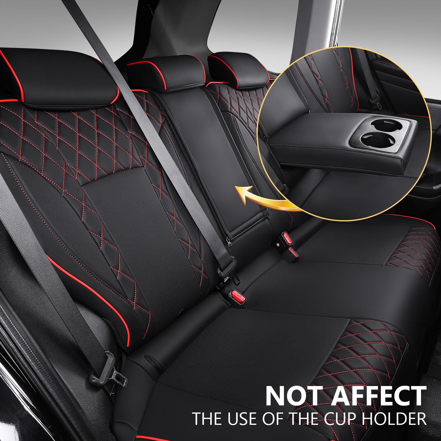 Premium Leather Seat Covers for 2014-2018 Subaru Forester - Custom Fit Car Seat Protectors (Black & Red) | Durable & Stylish Interior Upgrade for Road Trips & Daily Commute