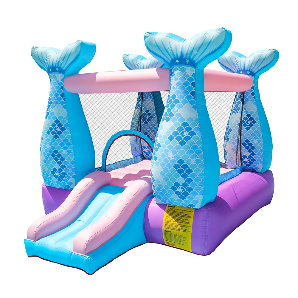 **Doctor Dolphin Bounce House Inflatable Mermaid Bouncy Castle with Air Blower for Kids - Outdoor Birthday Party, Backyard Play, Summer Water Fun**