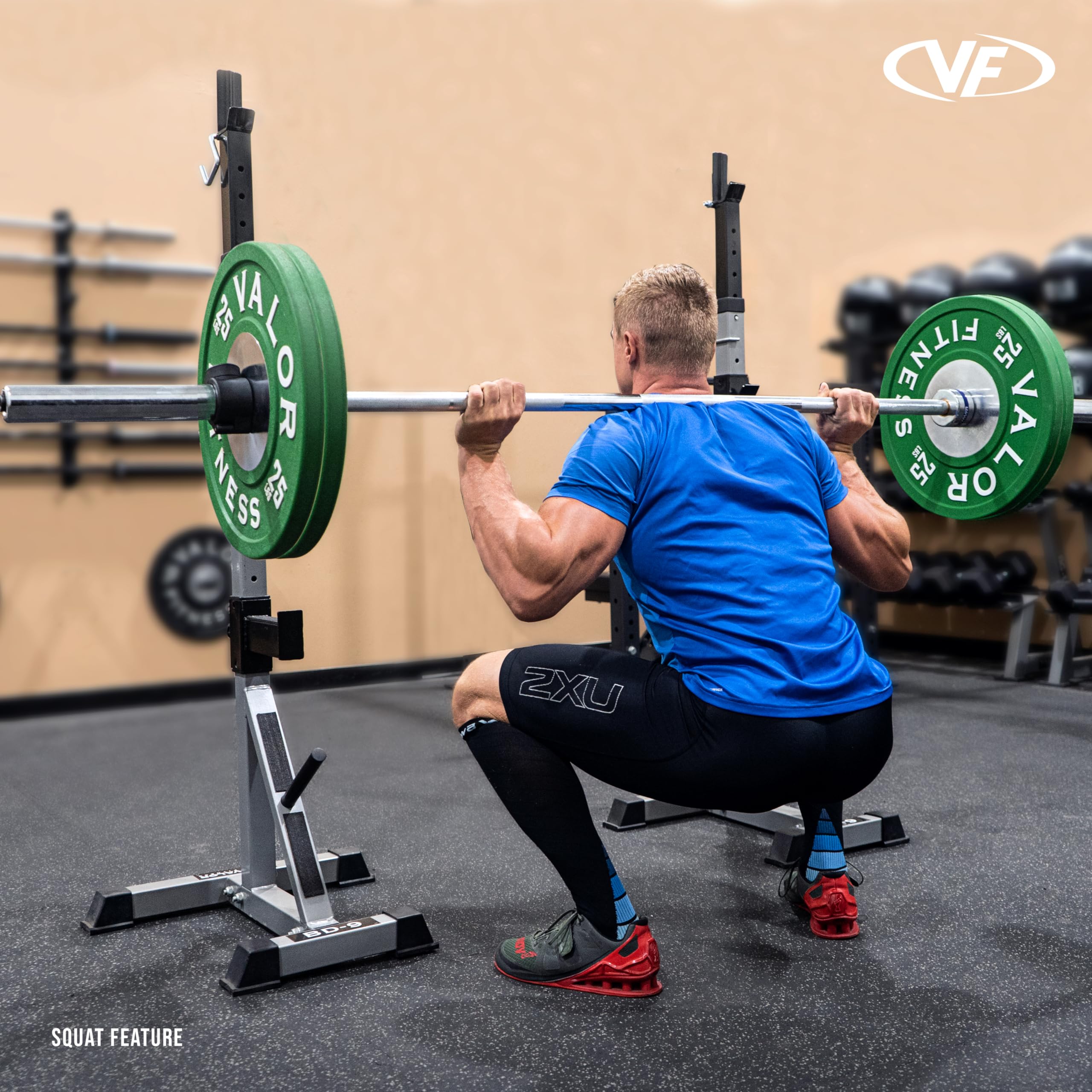 Valor Fitness Squat Stands - Heavy Duty Adjustable Squat Rack for Home Gym & Strength Training | Perfect for Squats, Bench Press & Weightlifting Exercises