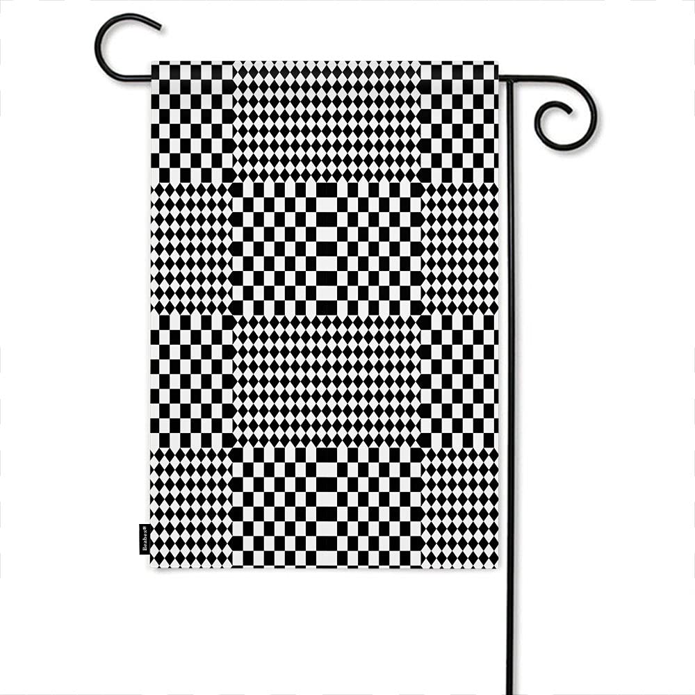 Beabes Geometric Pattern Double-Sided Garden Flag - 12x18 Inch Optical Illusion Black & White Welcome Banner for Yard, Porch, Patio, Lawn, Villa & Park - Perfect for Outdoor Decor & Seasonal Celebrations
