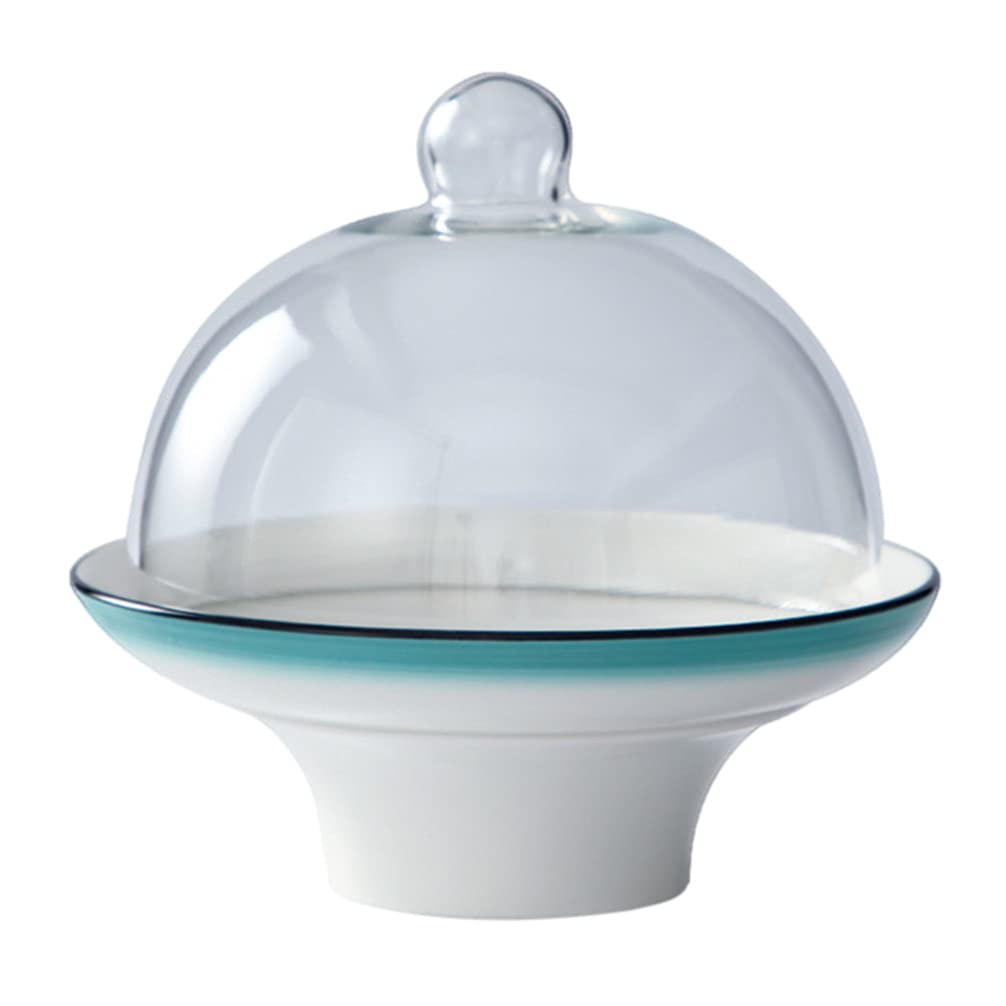 YARNOW 12-Inch Ceramic Cake Stand with Glass Dome Cover - Round Cupcake Stand for Desserts, Candy, Cookies - Perfect for Baby Showers, Birthday Parties, Weddings & Home Decor (White) | Elegant Display for Cakes, Pastries, Snacks at Tea Parties & Special Events