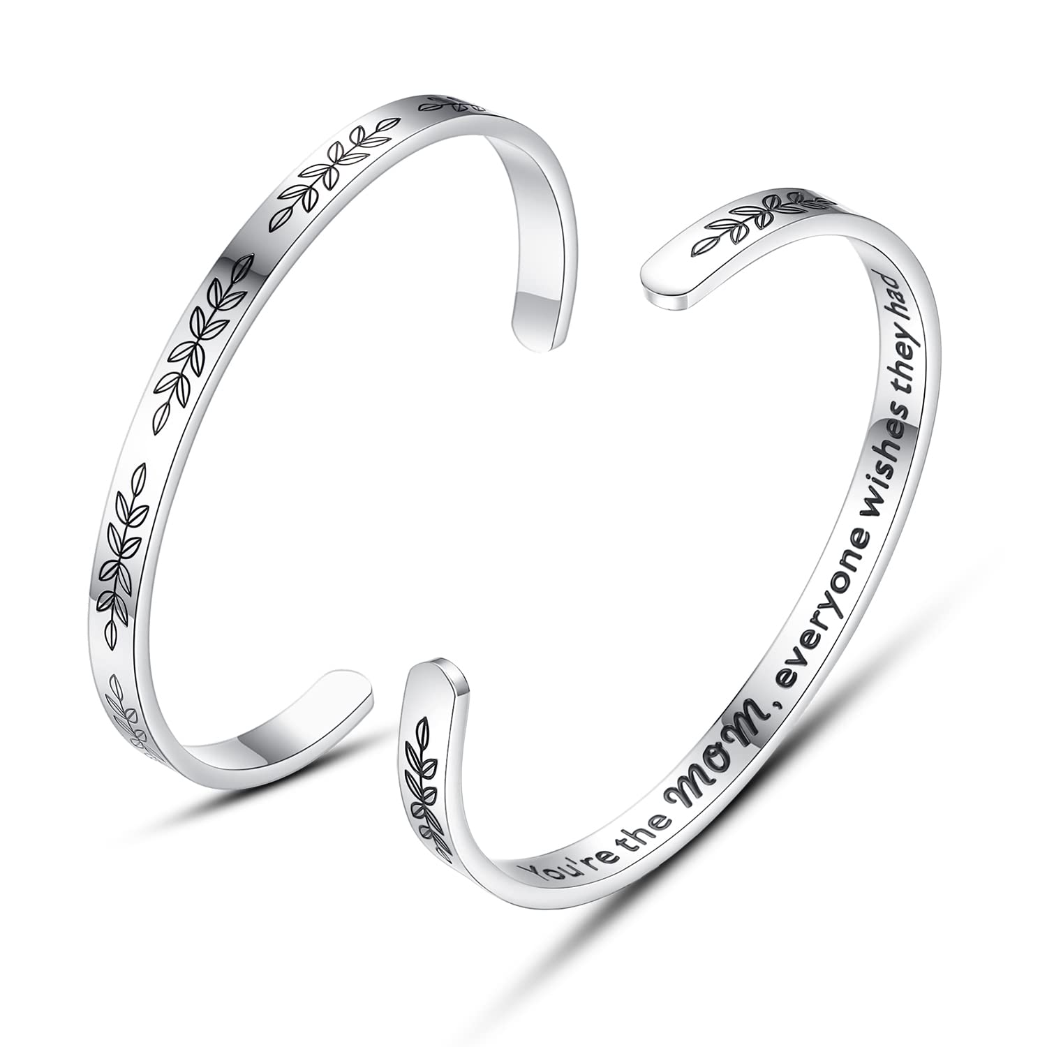 TONY & SANDY Personalized Cuff Bracelets for Women & Girls - Best Friend Sister Mom Daughter Gift - Engravable Birthday Mother's Day Christmas Jewelry - Perfect for Everyday Wear, Special Occasions & Gifting