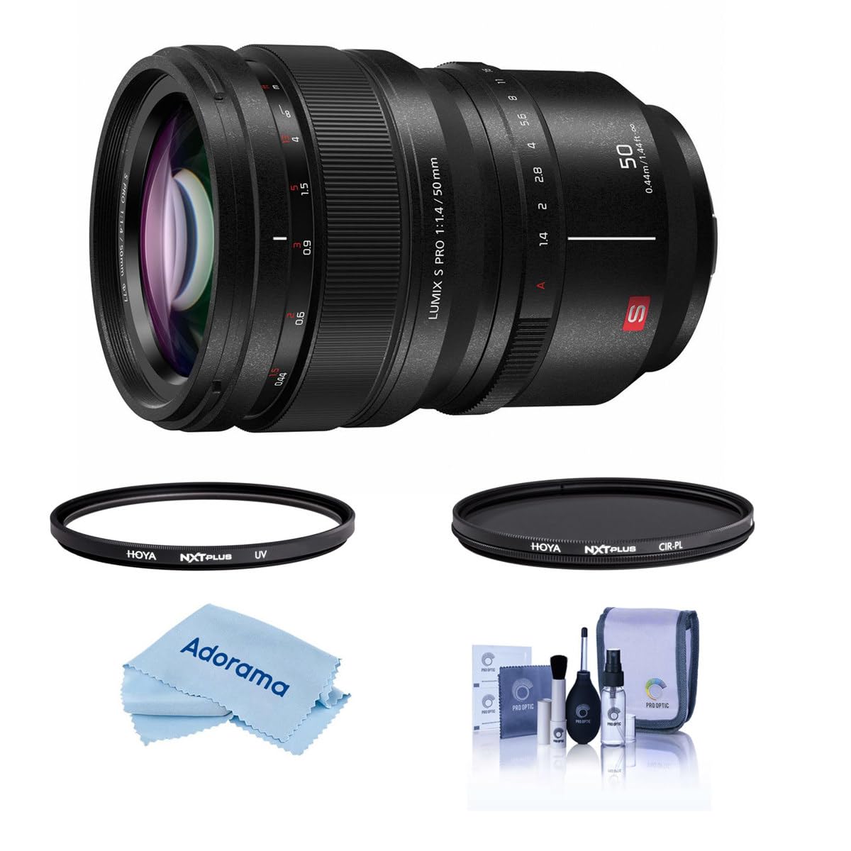 Panasonic LUMIX S PRO 50mm f/1.4 Lens for L Mount Camera - Professional Portrait & Low Light Photography - Includes Hoya NXT Plus 77mm UV/CPL Filter Kit, Lens Cleaning Kit & Microfiber Cloth - Perfect for Wedding, Studio & Travel Photography