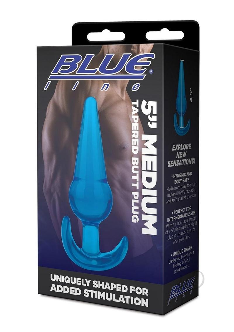 Blue Line Medium Tapered Butt Plug 5 Inch - Silicone Anal Plug for Beginners & Advanced Users - Perfect for Couples Play, Solo Exploration & BDSM Scenes