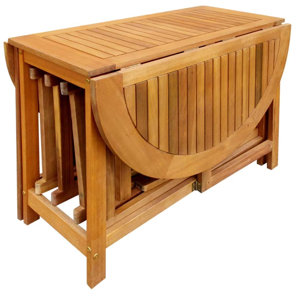 vidaXL 5-Piece Solid Acacia Wood Folding Outdoor Dining Set - Garden Patio Table & Chairs - Weatherproof Durable Furniture for Backyard, Poolside & BBQ Parties