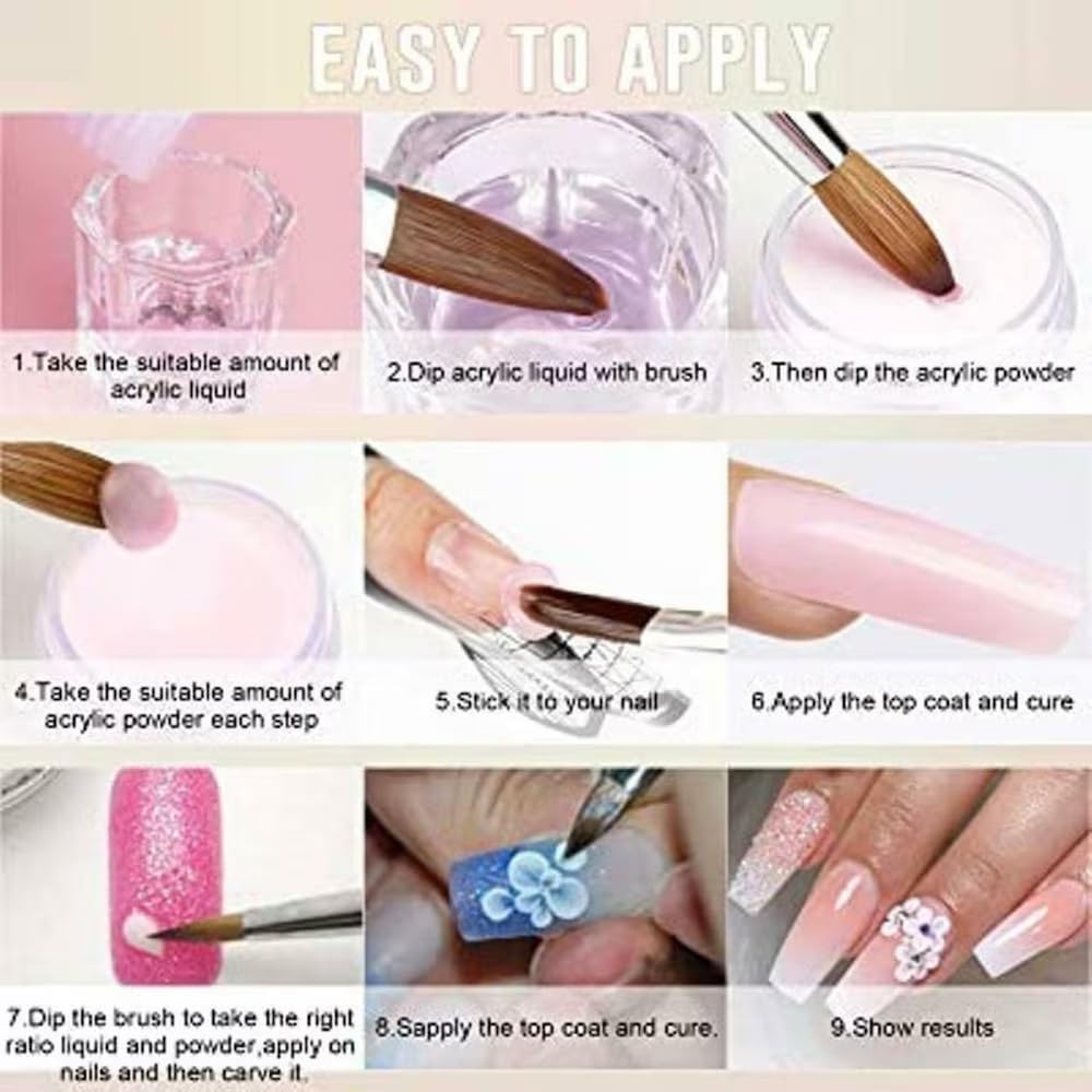 SKINPLUS Professional Acrylic Nail Brush Set - 4pcs Wooden Handle UV Gel Painting Pens for Nail Art Design | Perfect for Salon, Home Manicure & DIY Nail Extensions