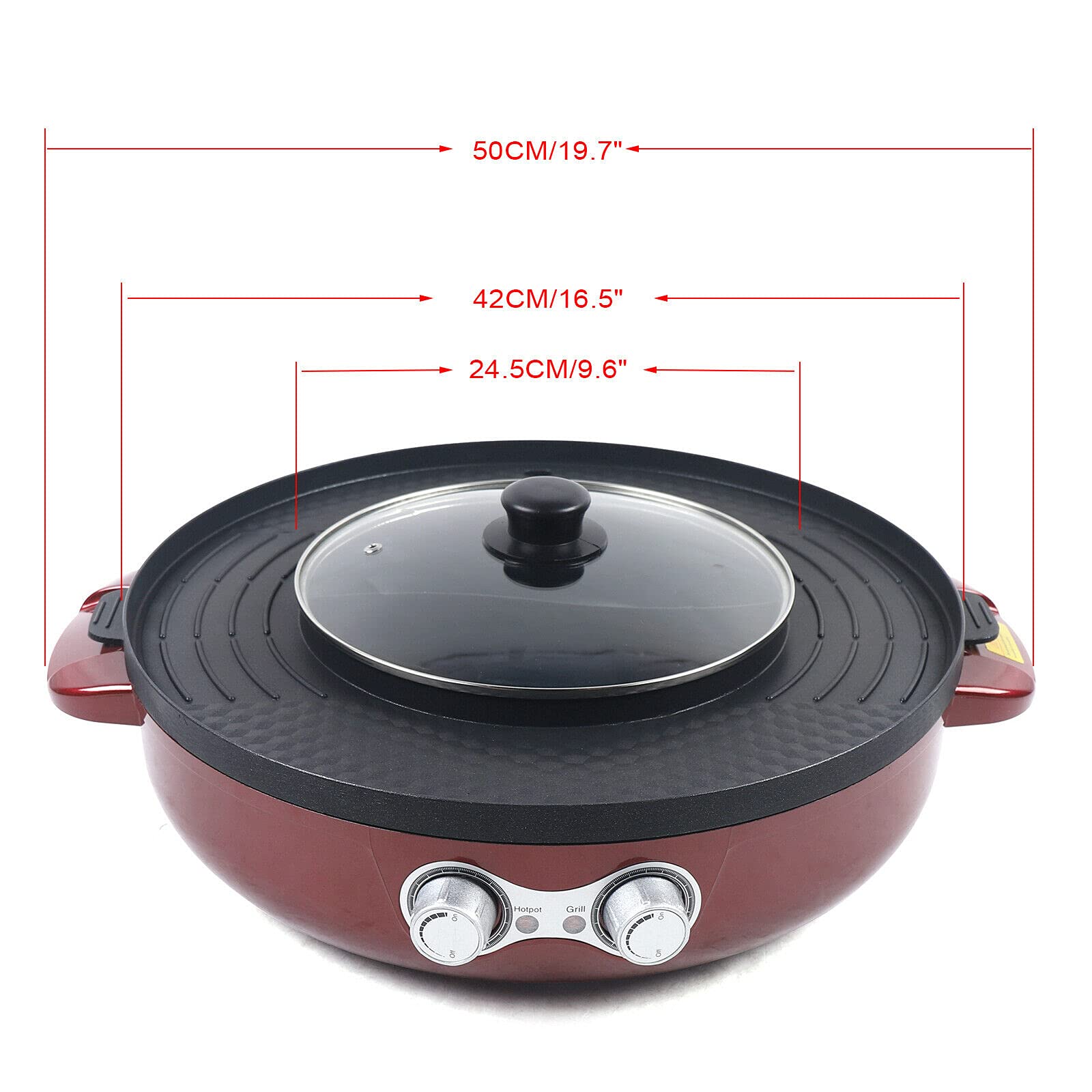 2 in 1 Electric Hot Pot & Grill - 2200W Smokeless Indoor BBQ Grill with Split-Design for Easy Cleaning, 110V Shabu Shabu Pot for Hot Pot, Soup & Korean BBQ - Perfect for Family Gatherings, Dorm Cooking & Camping Meals