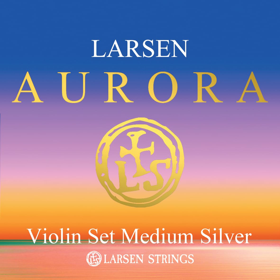 LARSEN STRINGS Aurora Violin Strings Set 4/4 Full Size with D Silver Medium Gauge - Professional Quality for Classical & Orchestral Performance