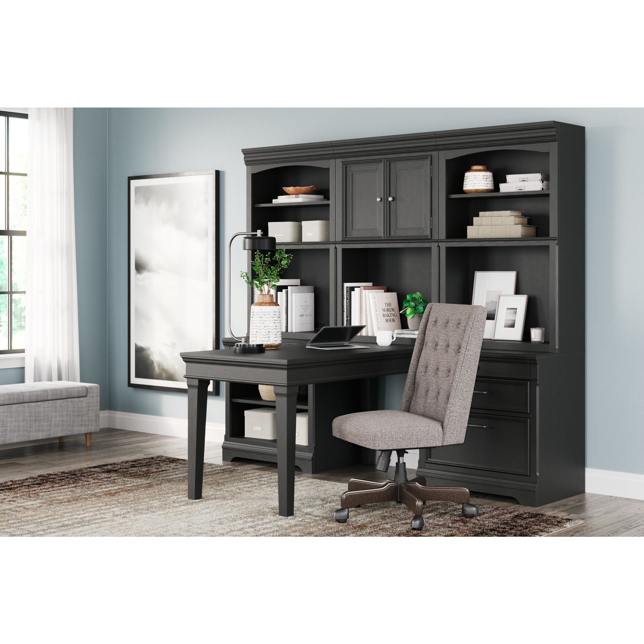 Beckincreek 6-Piece Black Home Office Furniture Set - Desk, Chair & Storage for Modern Workspace & Study Room