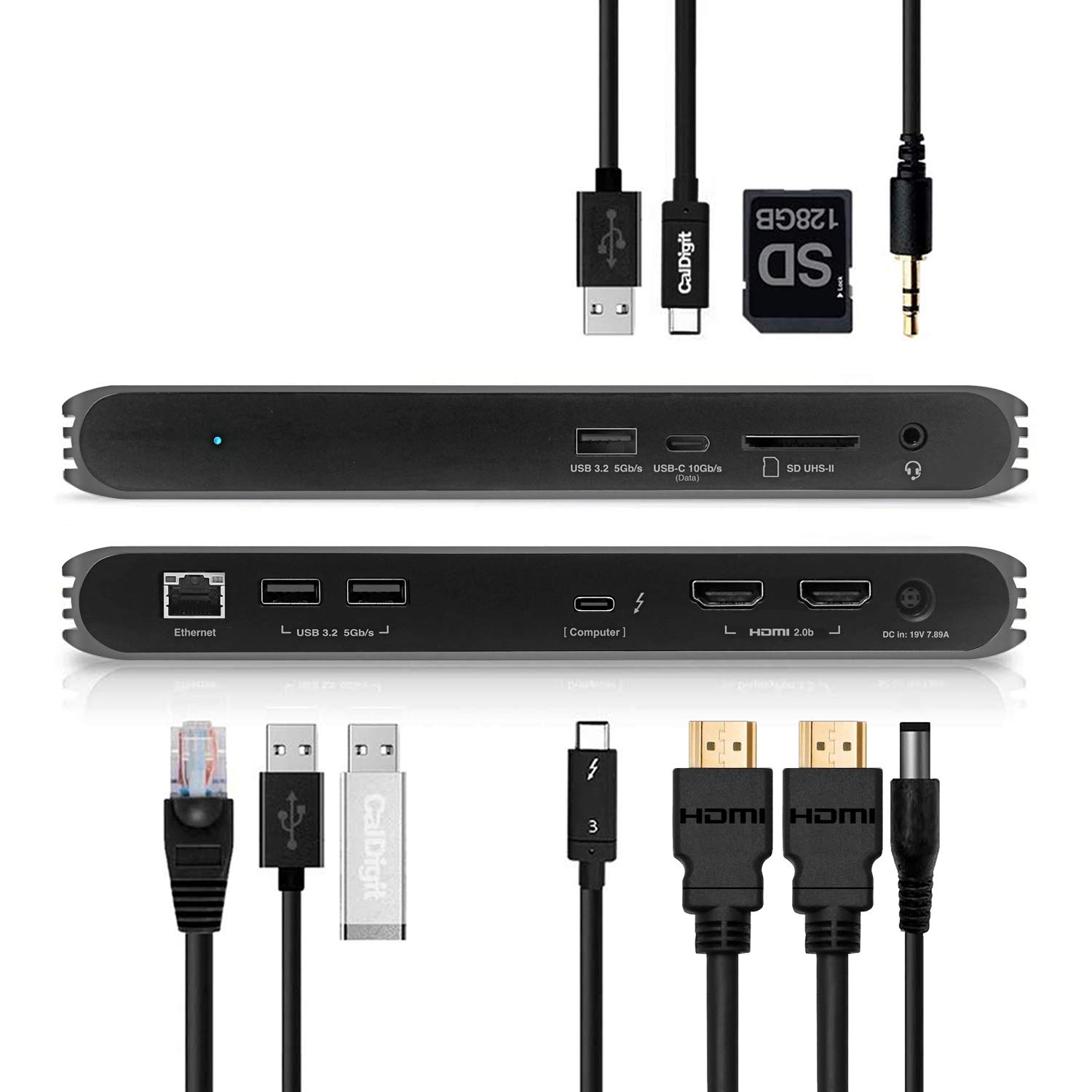 CalDigit USB-C HDMI Dock with Dual HDMI 2.0b Ports - 94W Power Delivery, Thunderbolt 3 & USB-C 10Gbps, 3x USB-A, UHS-II SD Card Reader, Gigabit LAN, 3.5mm Audio - Compatible with Mac, PC, Thunderbolt 4 - Perfect for Home Office, Video Conferencing & Multi-Monitor Setup
