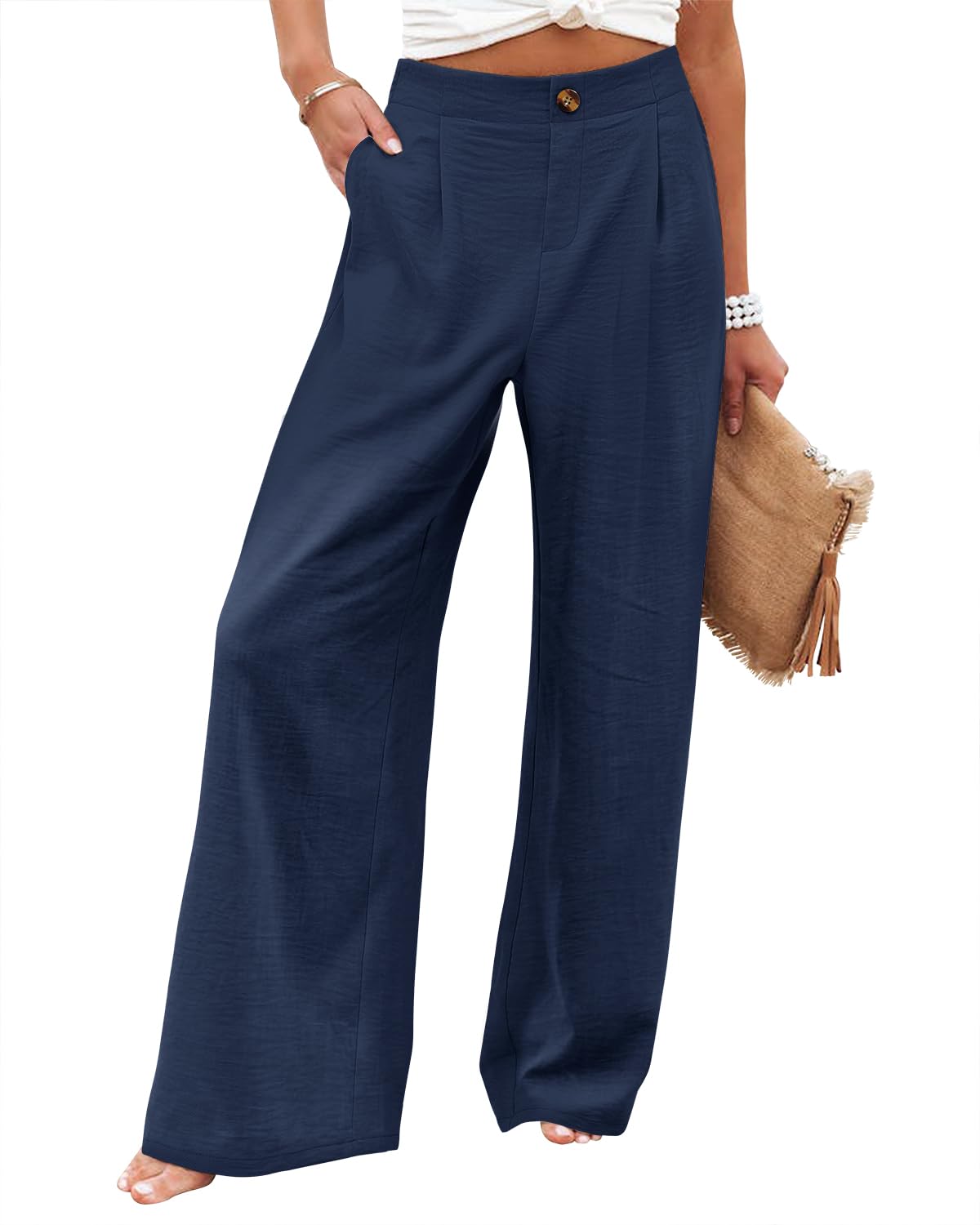 Angerella Women's Wide Leg Pants - High Waisted Stretch Business Trousers for Work & Casual Wear | Office, Travel & Everyday Comfort