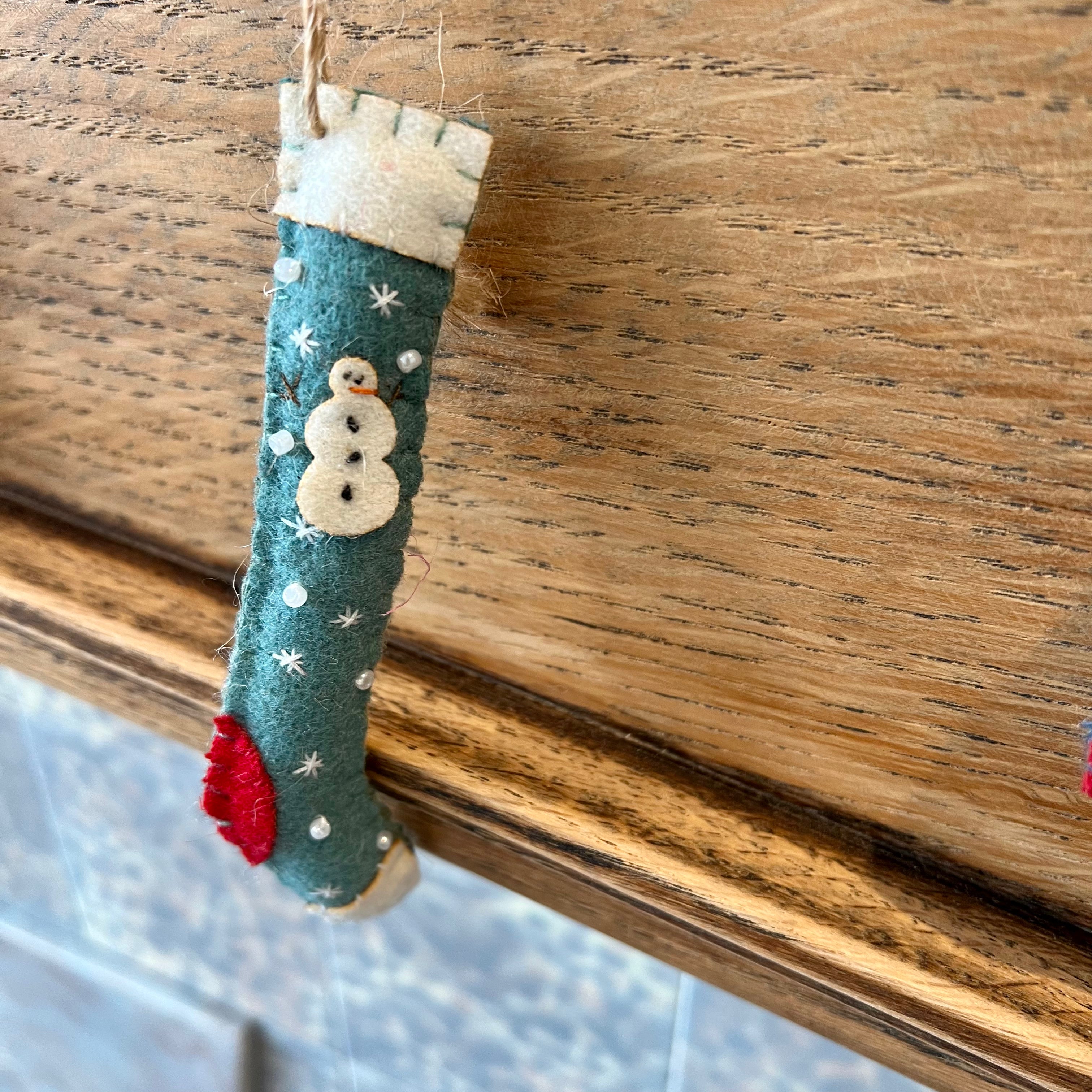 Hand Stitched Felt Stocking Garland - Christmas Tree Decorations, Holiday Fireplace Mantel Decor, Xmas Party Hanging Ornaments (Limited Stock)