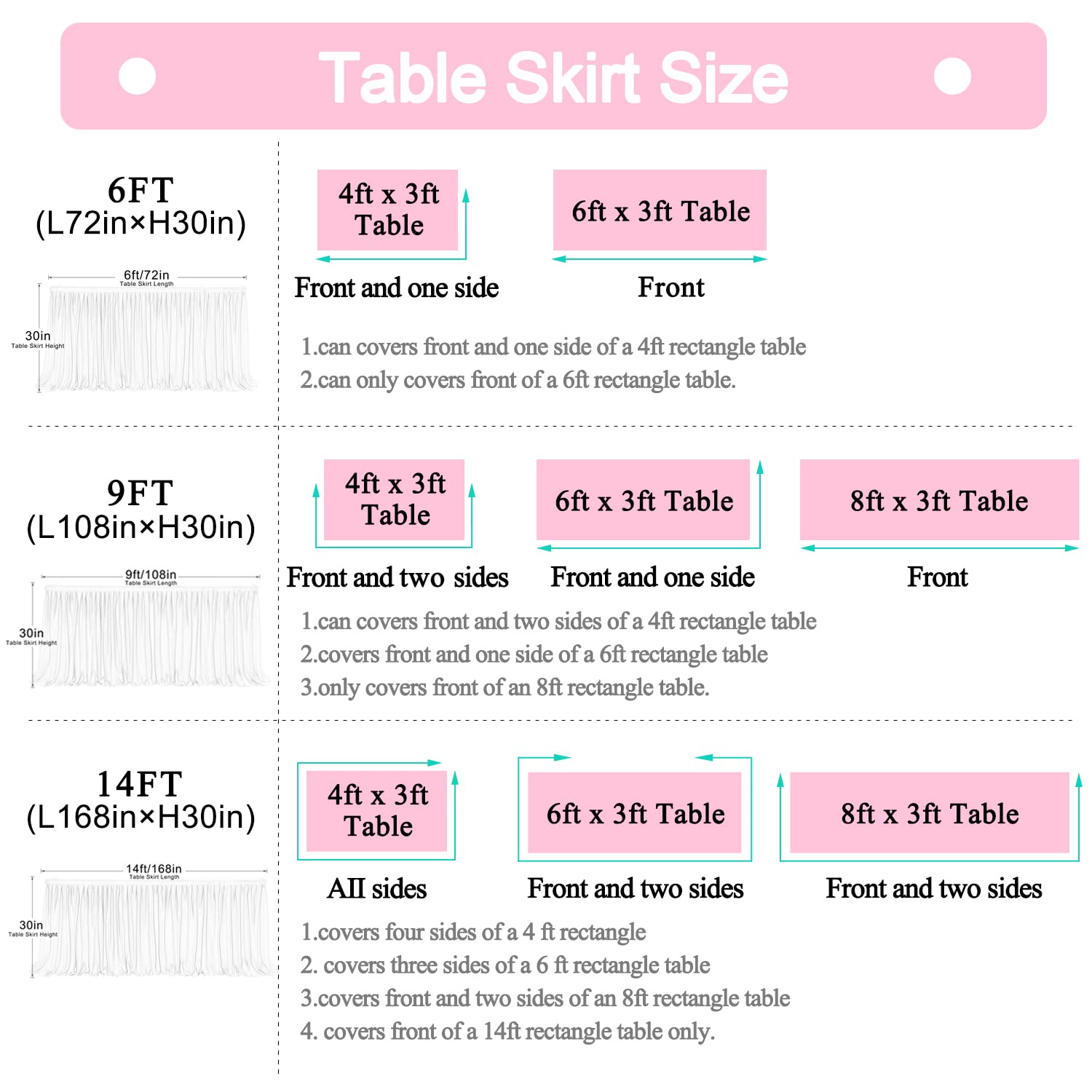 6ft Pink & Blue Tulle Table Skirt - Gender Reveal & Baby Shower Decor for Parties