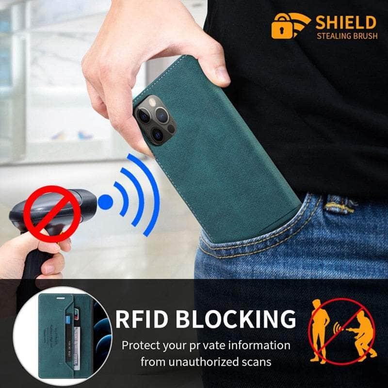 Premium Anti-Theft Leather Wallet Case for Samsung Galaxy A14 - RFID Blocking & Secure Card Slots - Perfect for Travel, Work & Everyday Use