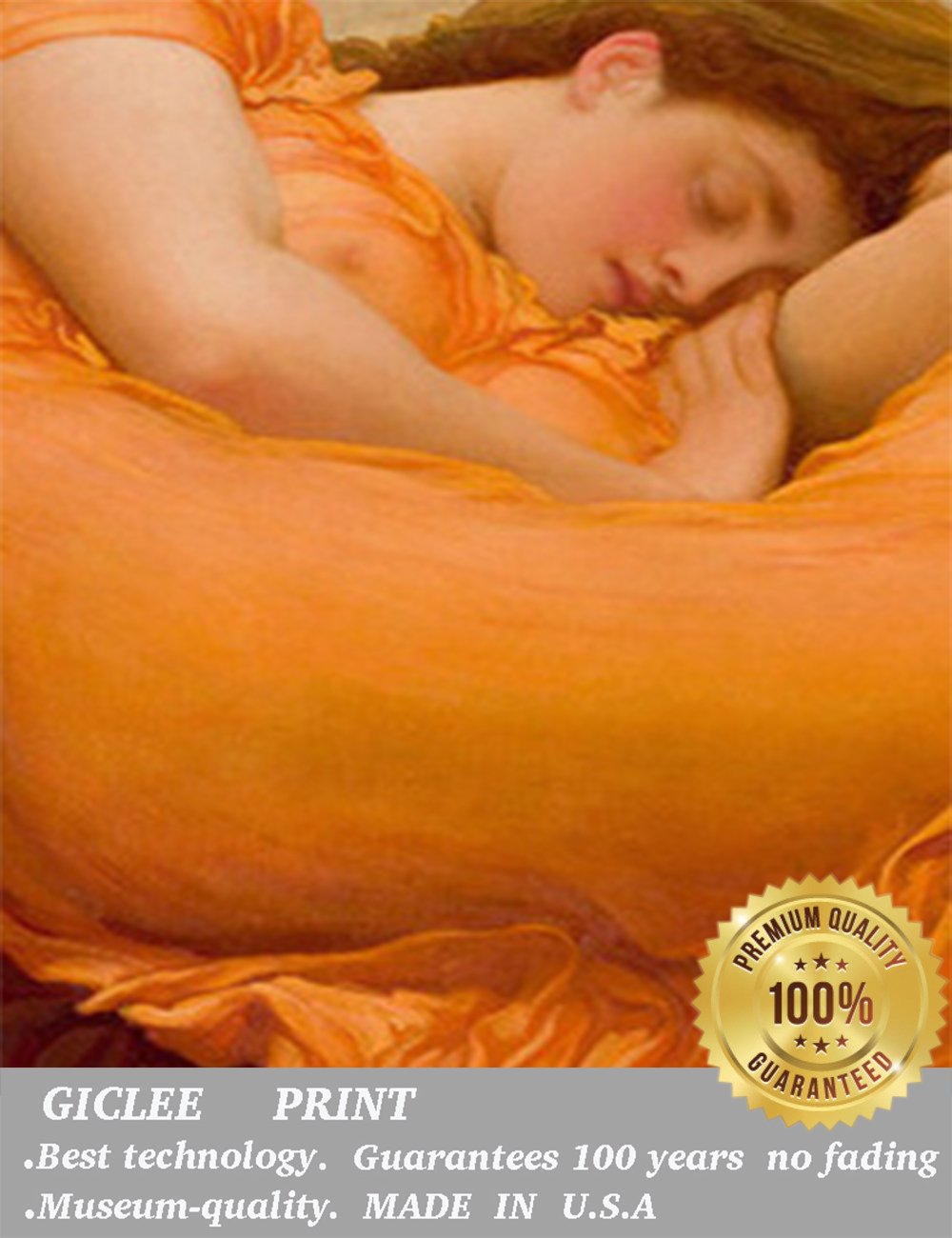 Flaming June by Frederic Leighton - Premium Giclee Oil Painting Reproduction on Canvas - Framed Wall Art 28x35 Inches - Perfect for Living Room, Bedroom & Office Decor
