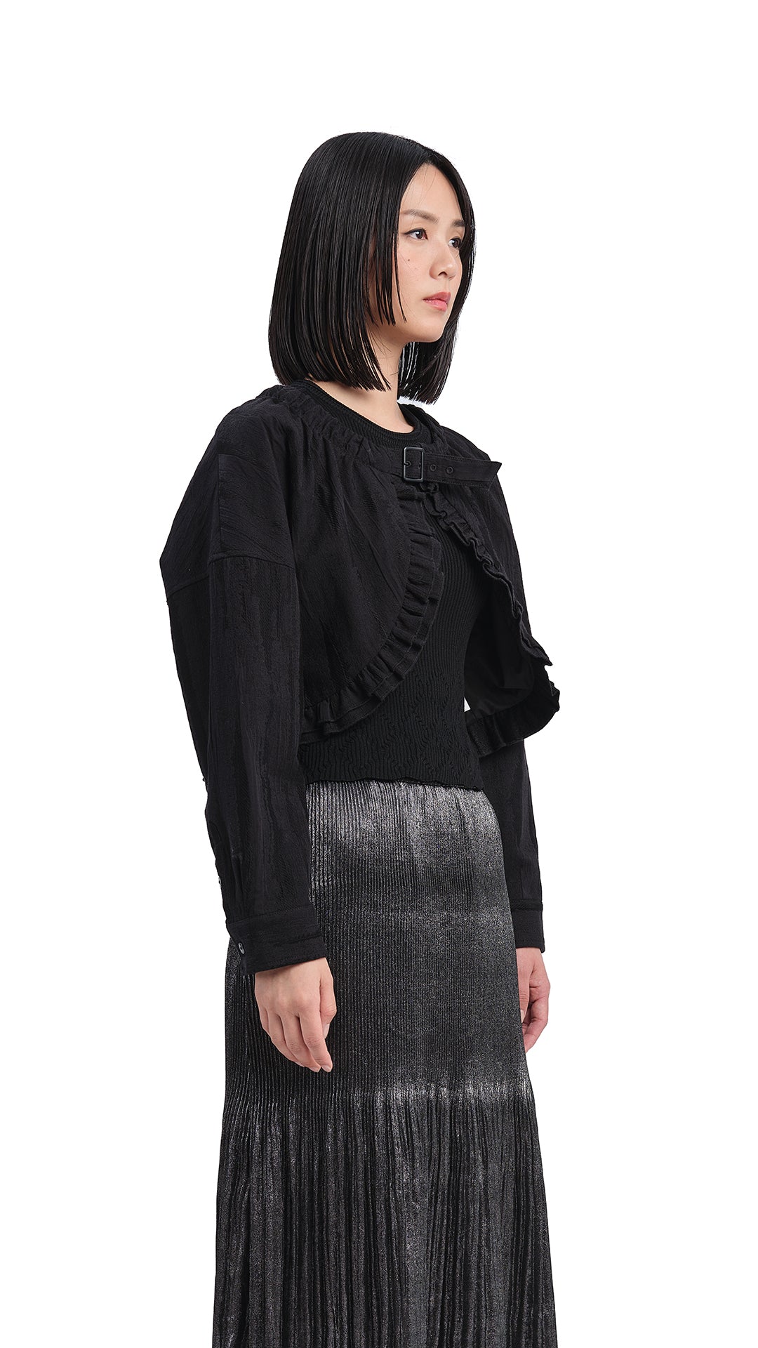 Cropped Ruffles Jacket for Women - Stylish Short Blazer with Frill Details | Perfect for Office Wear, Date Nights & Spring Outfits