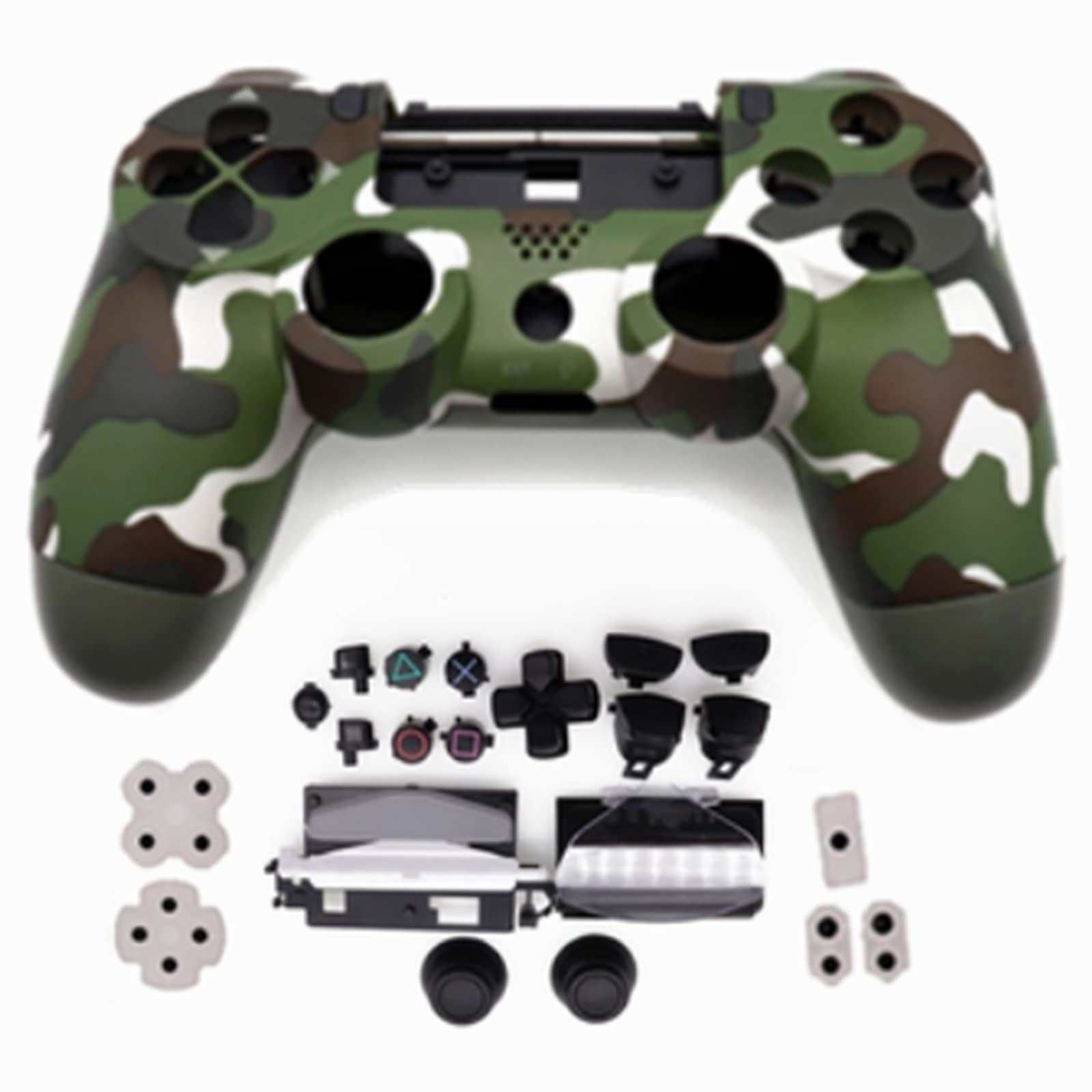 HUAYUWA Replacement Game Controller Shell & Button Set for PS4 Slim Model JDS-040/JDM-040 (V1) - Camouflage Green | DIY Repair Kit for Worn or Damaged Controllers | Perfect for Gaming Enthusiasts & Home Repairs