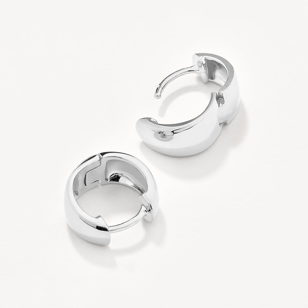 Premium Silver Thick Dome Huggies Earrings for Women - Perfect for Parties, Weddings & Everyday Elegance
