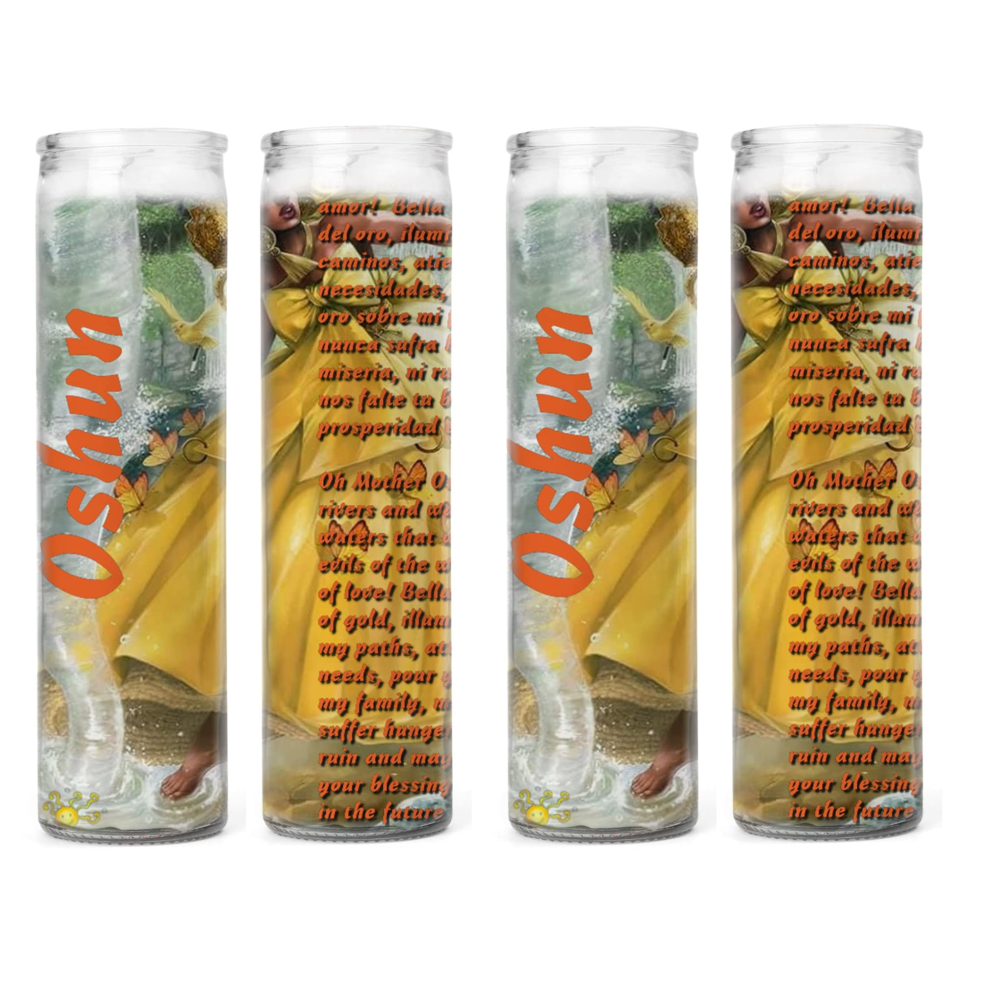 Ochun 7-Day Candles - Unscented Devotional Set of 4 for Santeria Rituals