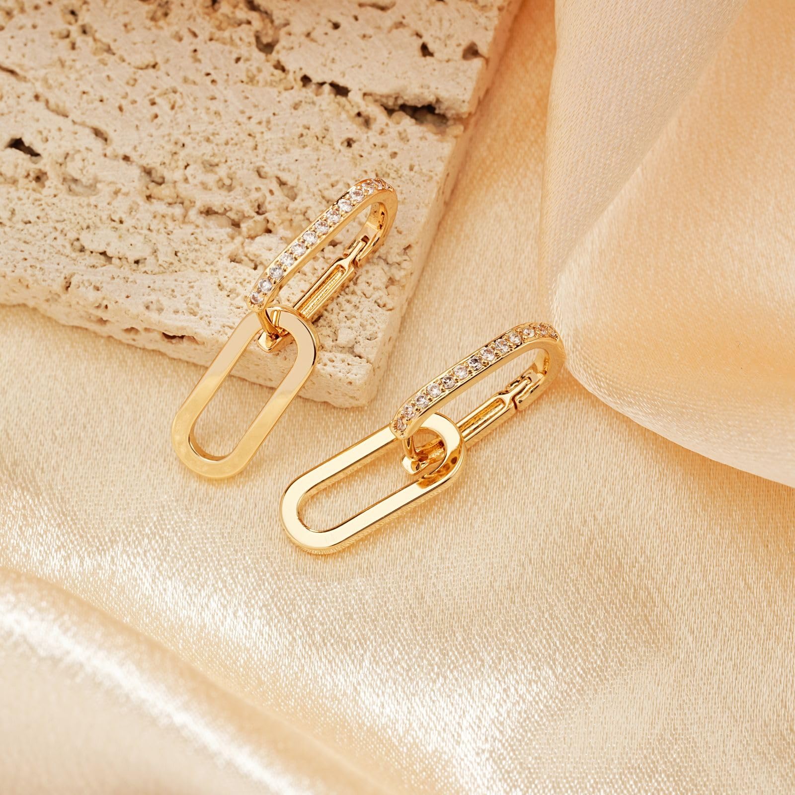 18K Gold Plated Paperclip Chain Link Earrings for Women - Trendy Rectangle Drop Dangle Hoop Earrings - Elegant Statement Jewelry Gift for Wedding, Party & Everyday Wear