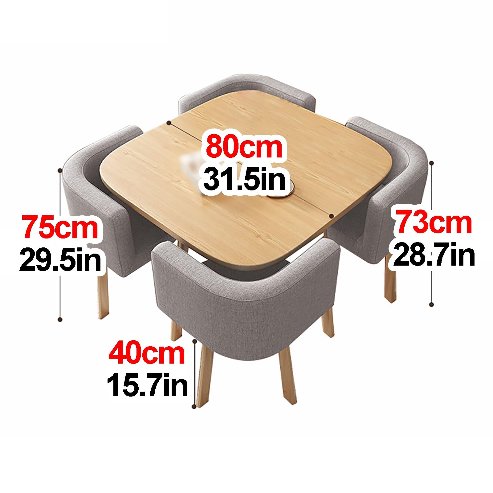 Modern Square Table and Chair Set for 4 - Kitchen, Dining, Reception Desk & Chair Combo - Ideal for Living Room, Office, Restaurant, Cafe, Coffee Shop - Stylish & Functional Design for Home and Commercial Spaces
