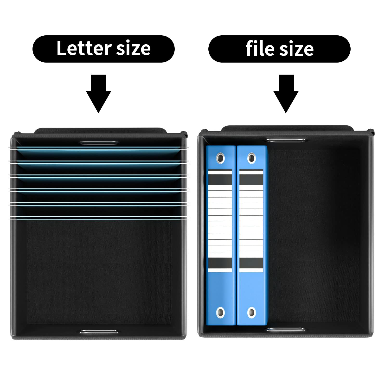 Huolewa Upgraded Portable File Organizer Box - Large Collapsible Linen Hanging Office Document Storage Box with Lid (Black, 14.9 x 12.59 x 10.8 inch) | Perfect for Home Office Organization, File Storage & Decorative Home Storage Solutions