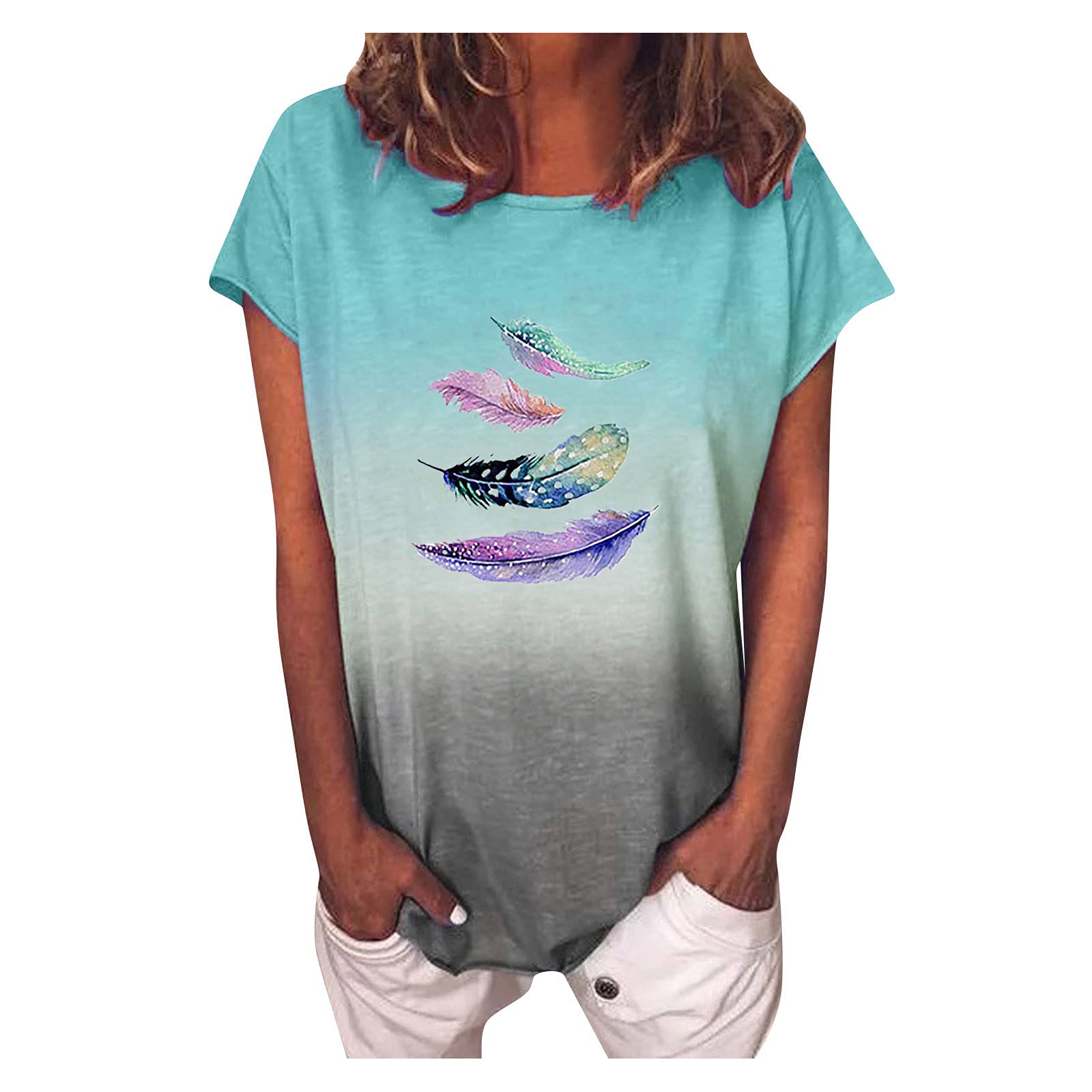 Women's Tie Dye V-Neck T-Shirts - Loose Fit Short Sleeve Casual Tops for Summer | Trendy Boho Style Beachwear & Everyday Comfort