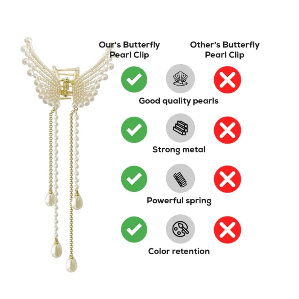 XIKKART Women's Hair Clips Set - Elegant Metal Claw Clip & Butterfly Hair Claw for Girls, Bridal Hair Accessories (Pack of 1) | Perfect for Weddings, Parties & Everyday Styling