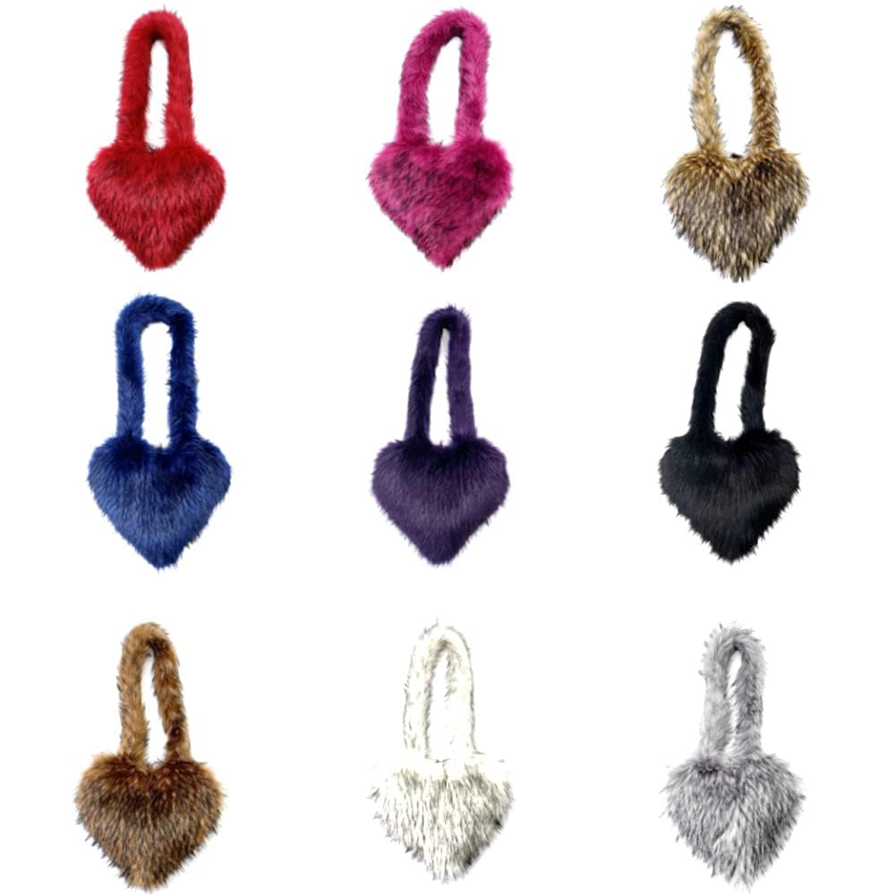 Stylish Large Heart Shaped Faux Fur Shoulder Bag for Women - Y2K Trendy Crossbody Purse & Chic Furry Tote - Perfect for Date Night, Parties, and Casual Outings