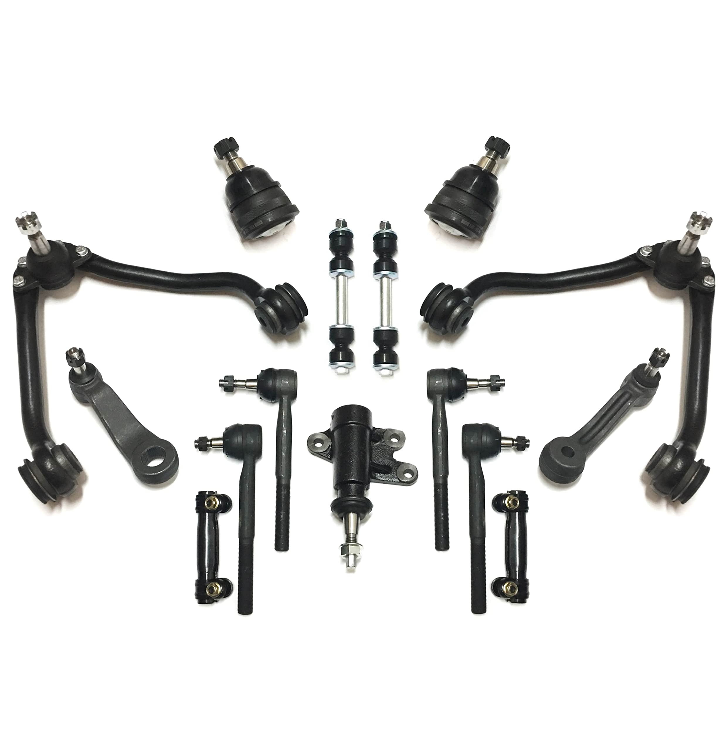 15-Piece Front Suspension Kit for GMC C1500 Suburban & C2500 - Control Arms, Ball Joints, Stabilizer Links, Inner/Outer Tie Rods, Adjusting Sleeves, Idler & Pitman Arm Assembly | Complete Suspension Upgrade for Smoother Rides & Better Handling