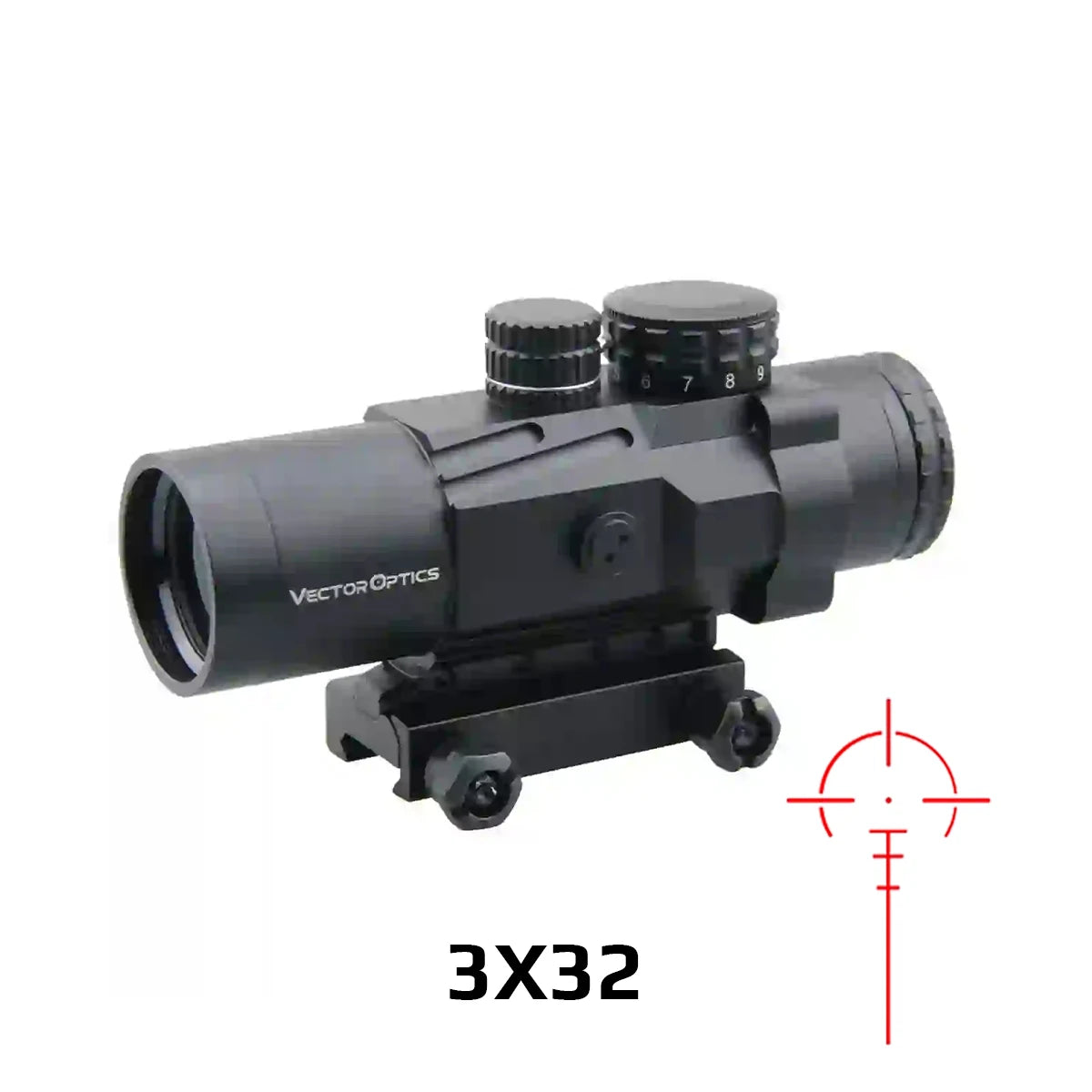 Vector Optics Calypos 1x30/3x32 Prism Riflescope - CQB Style Red Dot Sight for AR15 & M4 Rifles with Tactical Reticle - Fast Target Acquisition for Home Defense, Hunting & Tactical Shooting