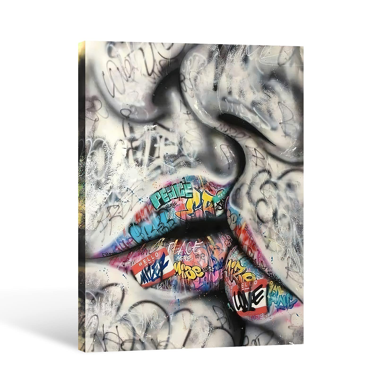 GUTTATY Graffiti Canvas Wall Art - Colorful Street Graffiti Painting for Couples Room Decor (32x48 Inches) | Urban Home Decor, Bedroom Wall Art, Modern Living Room Artwork